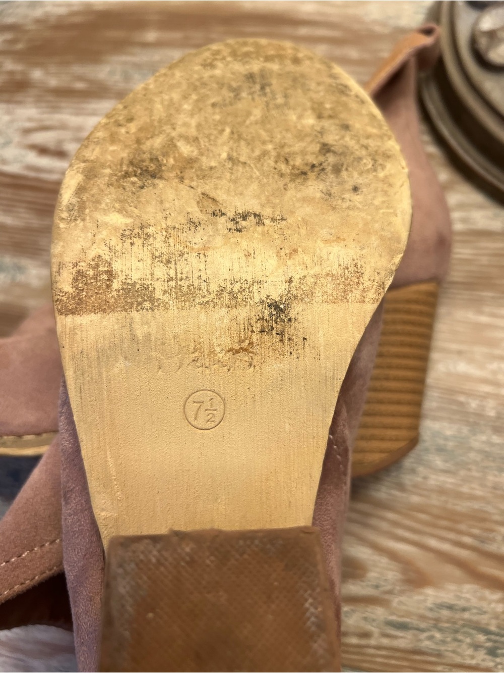 Mi.iM Blush Pink Suede Ankle Booties Block Heel Western Size 7 1/2 - Picture 14 of 16